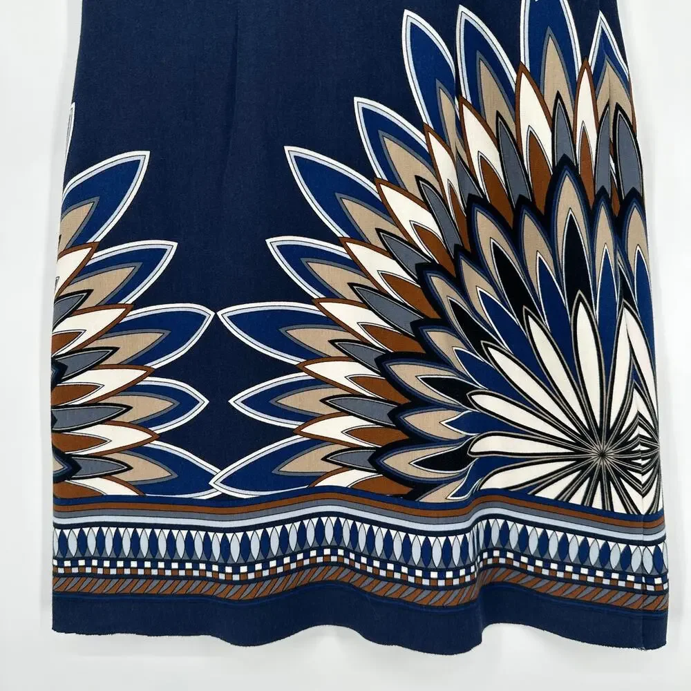 Tory Burch Navy Geometric Short-Sleeve Mini Dress